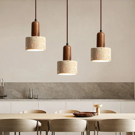 Light My House Pendant Light Trio Featuring Attractive Concrete and Wood Design for Modern Interiors