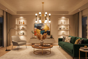 Orsina Pendant Light in a modern living room, illuminating stylish decor and furniture