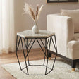 Orsina Side Table with Hexagonal Design and Black Metal Frame for Modern Living Spaces