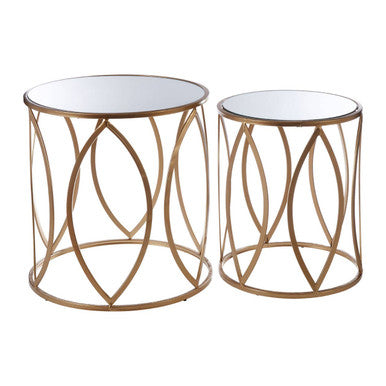 Arcana Set Of Two Gold Finish Side Tables Orsina