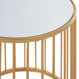 Avantis Gold and Mirror Top Set of 2 Round Side Tables Orsina