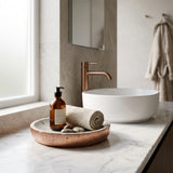 Orsina Soap Dish in Copper with Decorative Stones and Rolled Towel for Modern Bathrooms