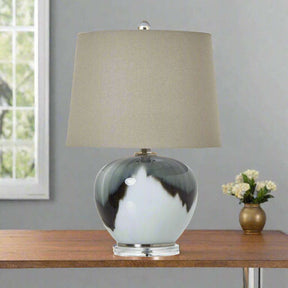 Grey Glass Table Lamp With Linen Shade GREY GLASS Shades 4 Seasons