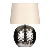 Amiya Dimple Effect Table Lamp In Chrome With Fabric Shade Orsina