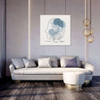 Stylish wall art canvas featuring a modern abstract design of a face in blue tones for home decor