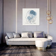 Stylish wall art canvas featuring a modern abstract design of a face in blue tones for home decor