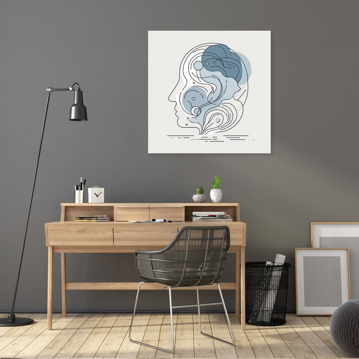 Contemporary Wall Art Canvas featuring abstract human profile design, perfect for modern interiors