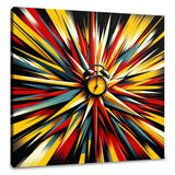 Vibrant Wall Art Canvas featuring a dynamic explosion design with an alarm clock centrepiece