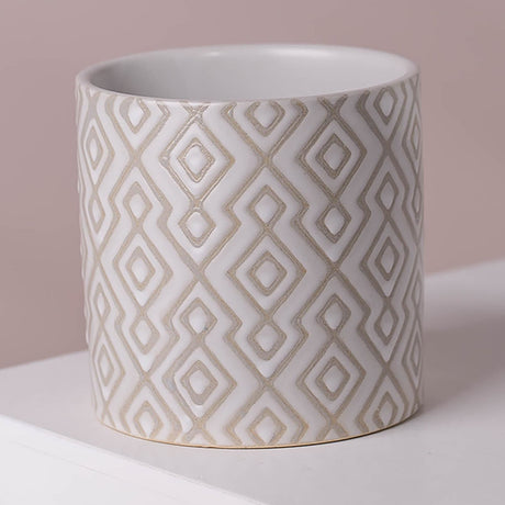 Artificial Plants Ceramic Planters Displays Home Decor Leaf Design 12cm Grey Geometric Leaf