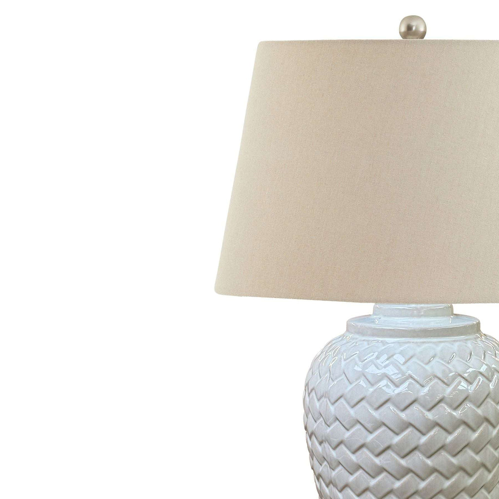 Woven Ceramic Table Lamp With Linen Shade Shades 4 Seasons