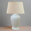 Woven Ceramic Table Lamp With Linen Shade WHITE CERAMIC Shades 4 Seasons