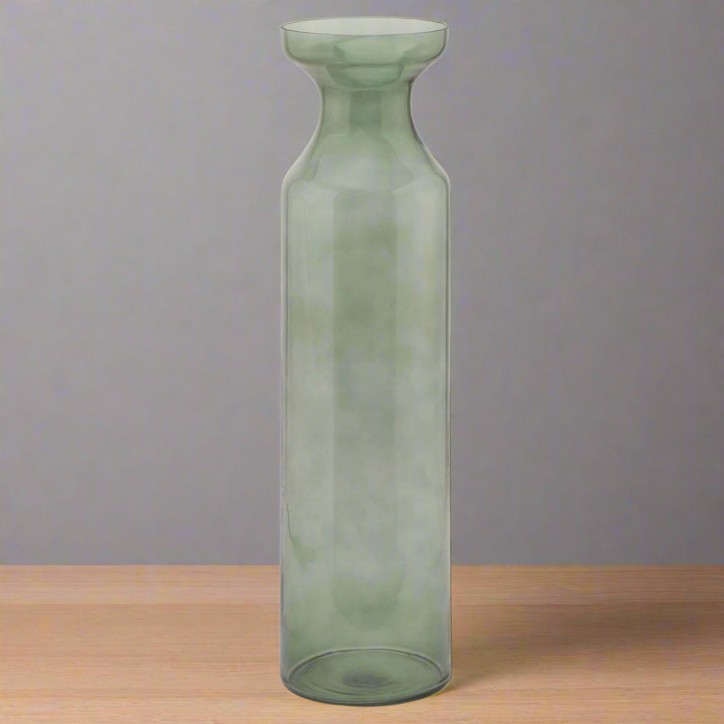 Shades 4 Seasons Green Glass Fluted Vase, Tall SAGE GLASS Shades 4 Seasons