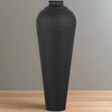 Matt Black Medium Hammered Vase With Lid BLACK METAL Shades 4 Seasons