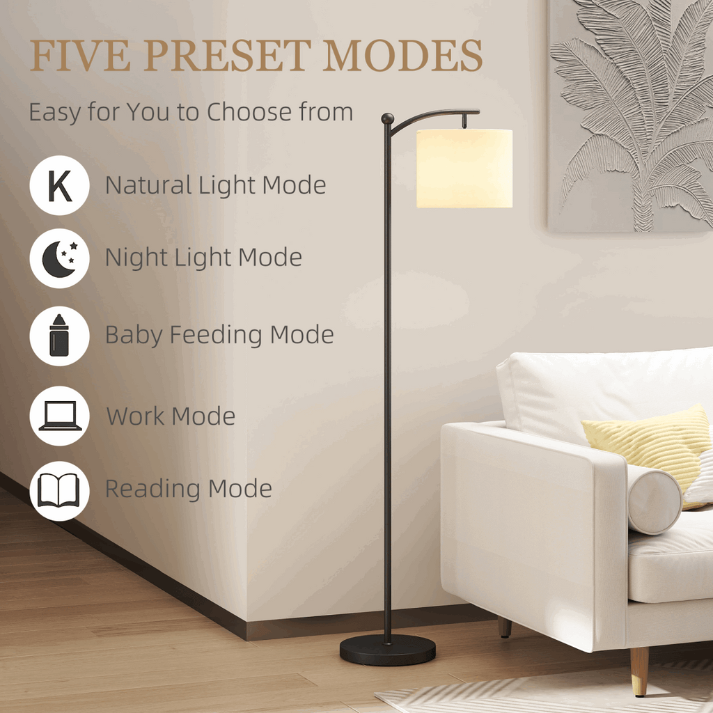 HOMCOM LED Floor Lamp with Dimmable Colours Temperature & Brightness, Black HOMCOM