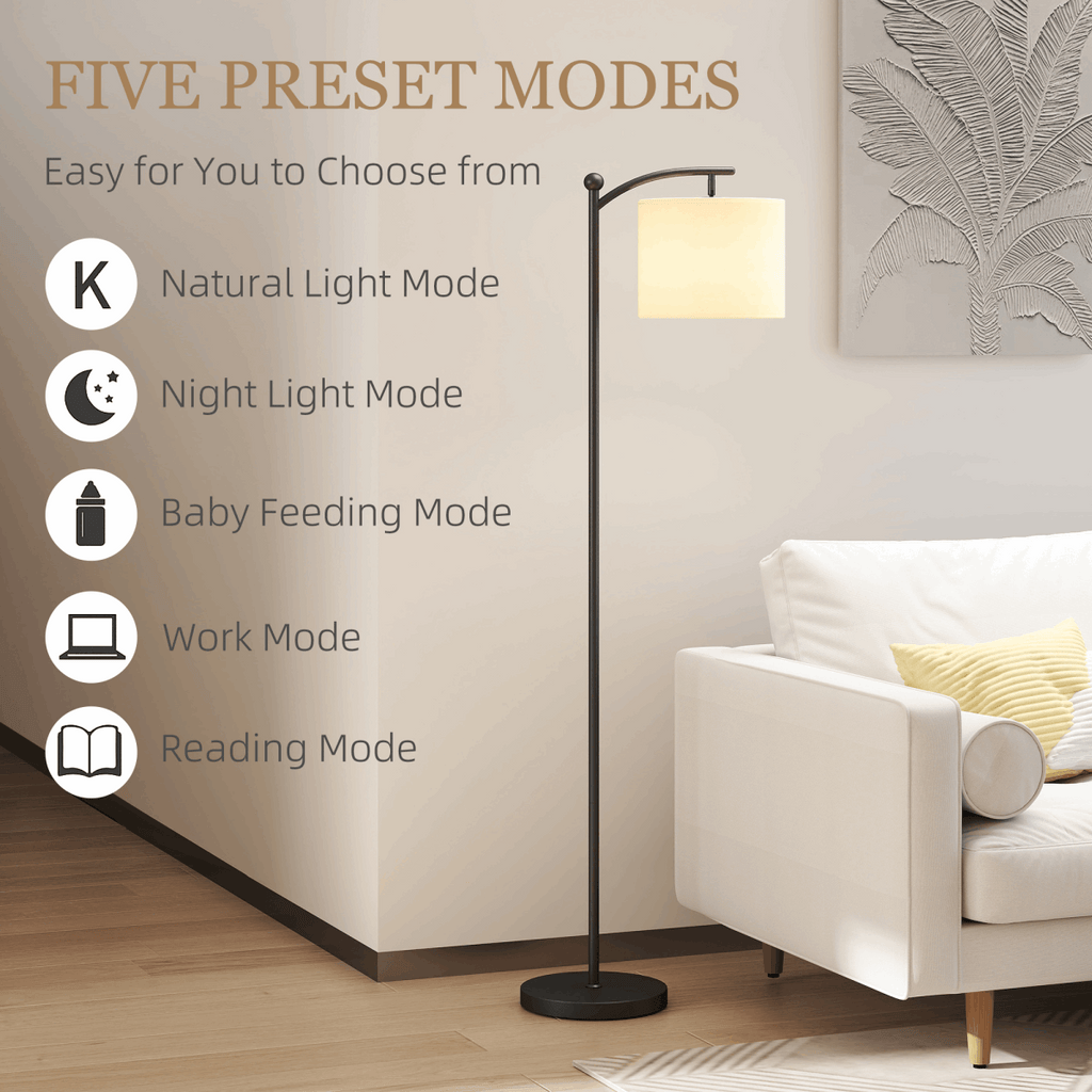 HOMCOM LED Floor Lamp with Dimmable Colours Temperature & Brightness, Black HOMCOM
