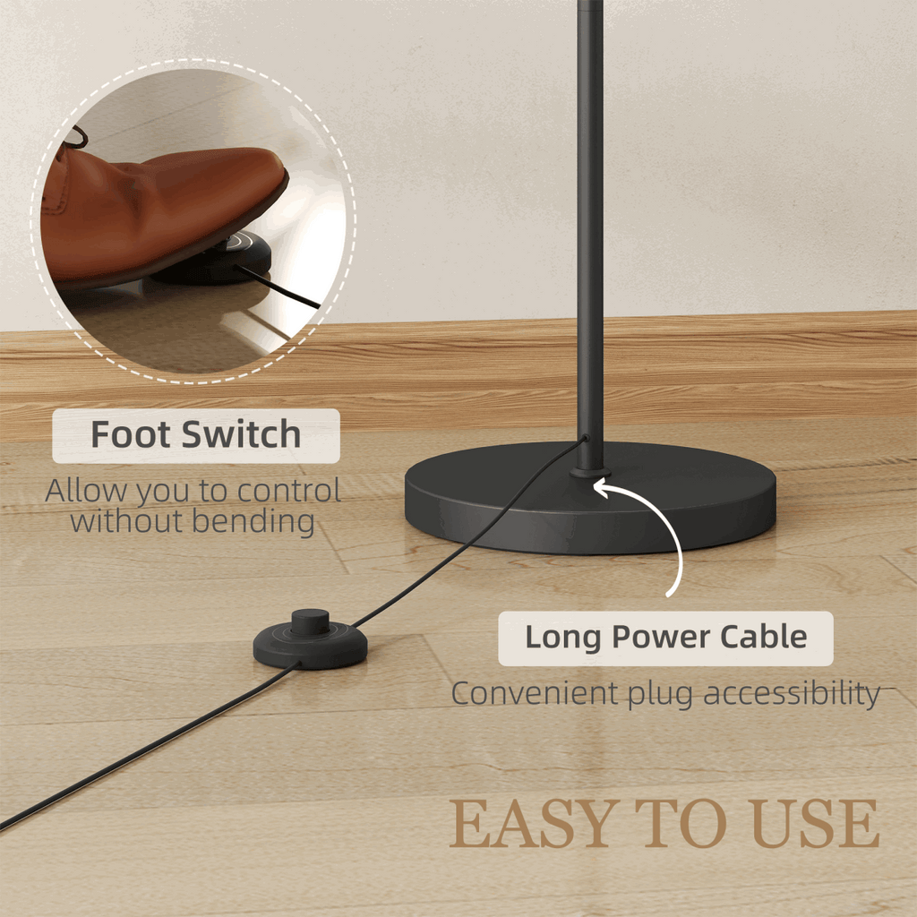 HOMCOM LED Floor Lamp with Dimmable Colours Temperature & Brightness, Black HOMCOM