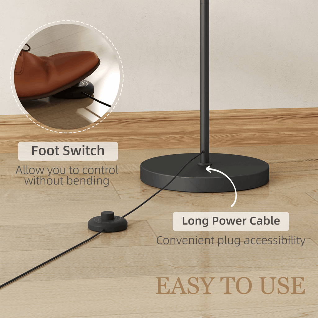 HOMCOM LED Floor Lamp with Dimmable Colours Temperature & Brightness, Black HOMCOM
