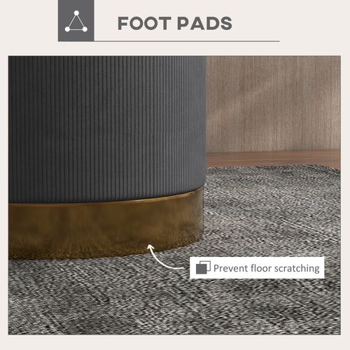 HOMCOM Modern Round Footstool, Fabric Upholstered Foot Rest HOMCOM
