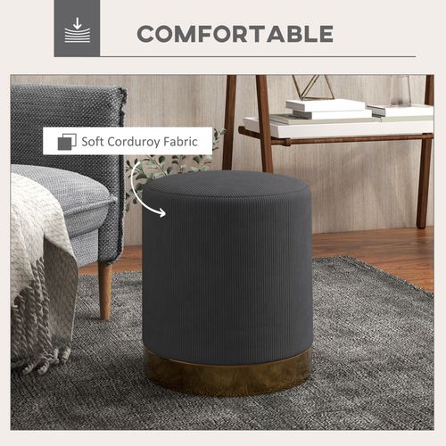 HOMCOM Modern Round Footstool, Fabric Upholstered Foot Rest HOMCOM