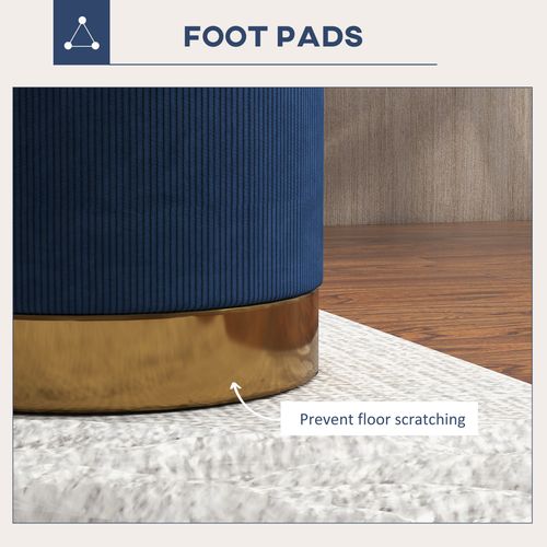 HOMCOM Modern Round Footstool, Fabric Upholstered Foot Rest HOMCOM