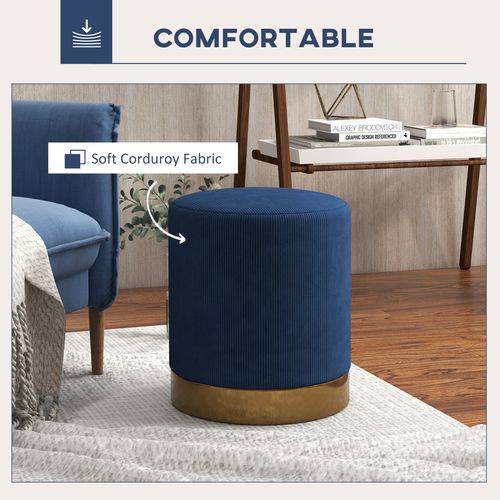 HOMCOM Modern Round Footstool, Fabric Upholstered Foot Rest HOMCOM