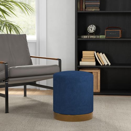 HOMCOM Modern Round Footstool, Fabric Upholstered Foot Rest HOMCOM