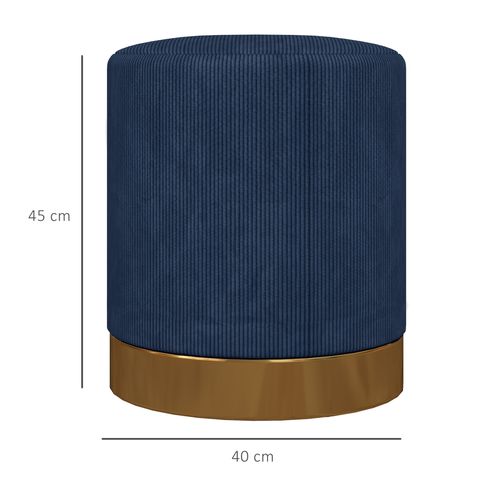 HOMCOM Modern Round Footstool, Fabric Upholstered Foot Rest HOMCOM