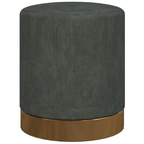 HOMCOM Modern Round Footstool, Fabric Upholstered Foot Rest Green HOMCOM