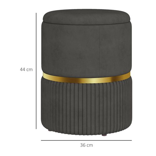 HOMCOM Round Pouffe, Storage Footstool with Cushioned Top HOMCOM