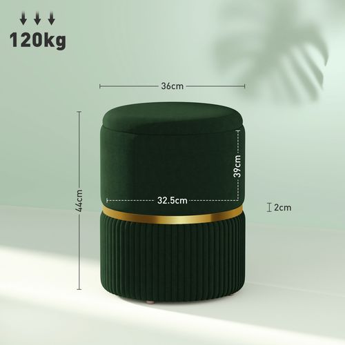 HOMCOM Round Pouffe, Storage Footstool with Cushioned Top HOMCOM