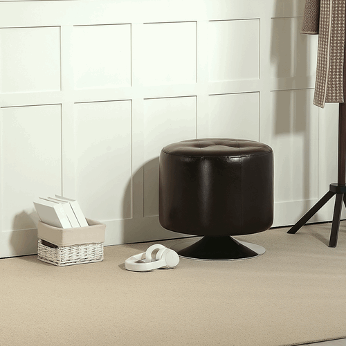 HOMCOM Swivel Footstool - Round PU Leather Ottoman HOMCOM