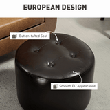 HOMCOM Swivel Footstool - Round PU Leather Ottoman HOMCOM
