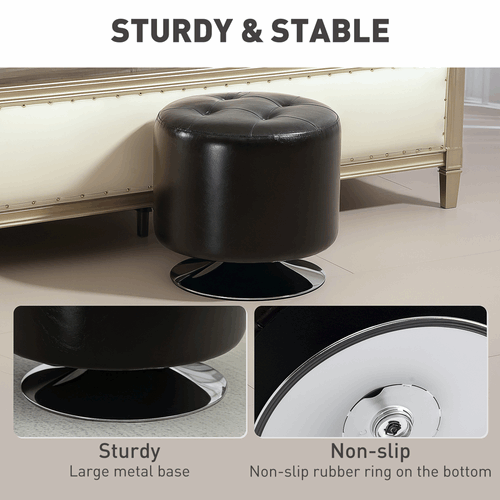 HOMCOM Swivel Footstool - Round PU Leather Ottoman HOMCOM