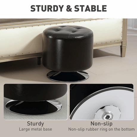 HOMCOM Swivel Footstool - Round PU Leather Ottoman HOMCOM