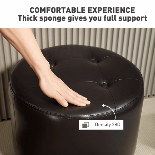 HOMCOM Swivel Footstool - Round PU Leather Ottoman HOMCOM