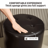 HOMCOM Swivel Footstool - Round PU Leather Ottoman HOMCOM