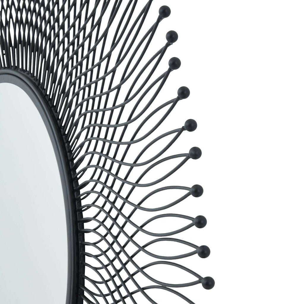 Shades 4 Seasons Modern Black Sunburst Wire Mirror Shades 4 Seasons