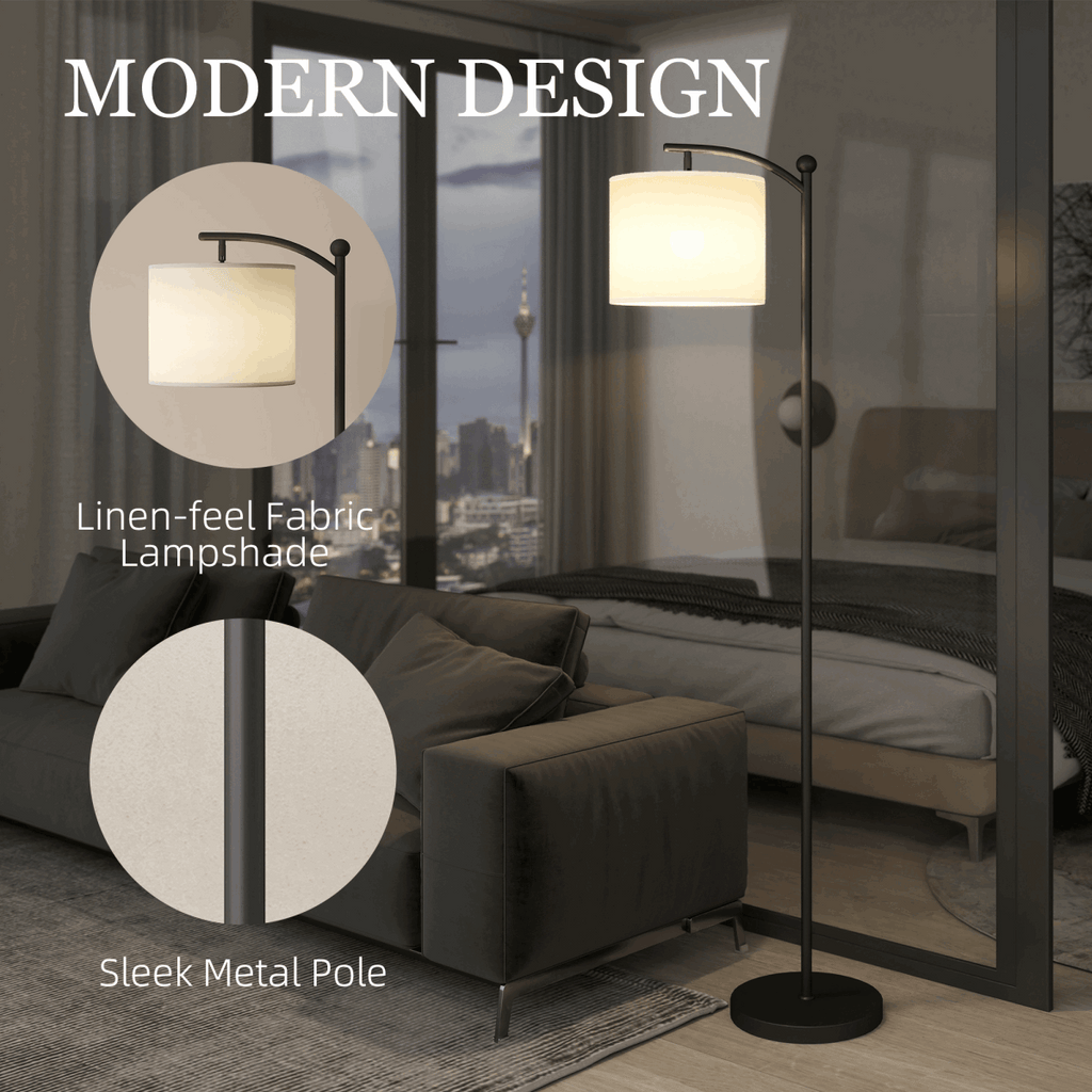 HOMCOM LED Floor Lamp with Dimmable Colours Temperature & Brightness, Black HOMCOM