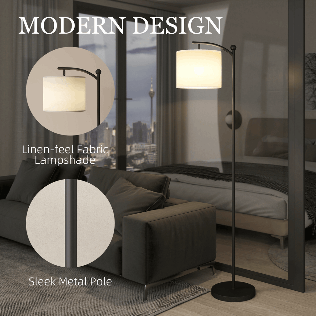 HOMCOM LED Floor Lamp with Dimmable Colours Temperature & Brightness, Black HOMCOM