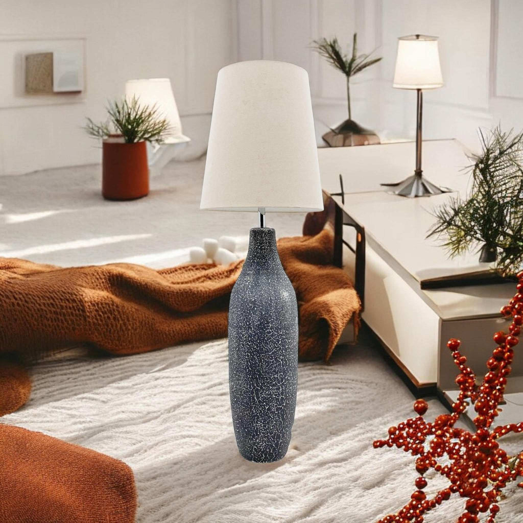 MSL Slim Table Lamp - Tall Ceramic Base, Linen Shade MSL