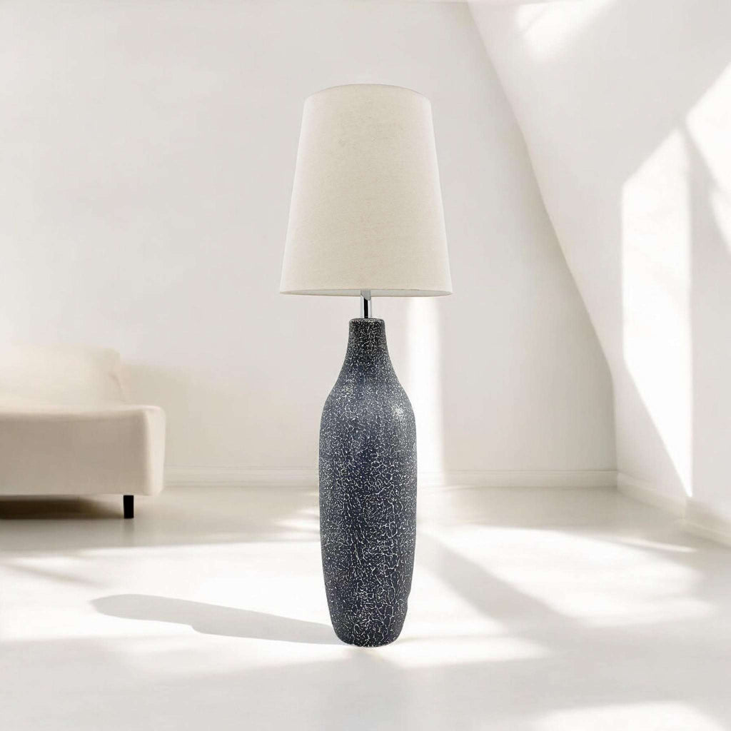MSL Slim Table Lamp - Tall Ceramic Base, Linen Shade MSL