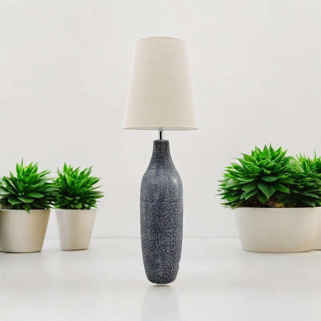 MSL Slim Table Lamp - Tall Ceramic Base, Linen Shade MSL