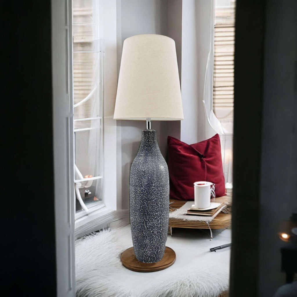 MSL Slim Table Lamp - Tall Ceramic Base, Linen Shade MSL