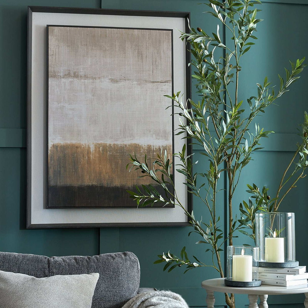 Extra Large Moderno Painting On Linen Mounted In Frame Shades 4 Seasons