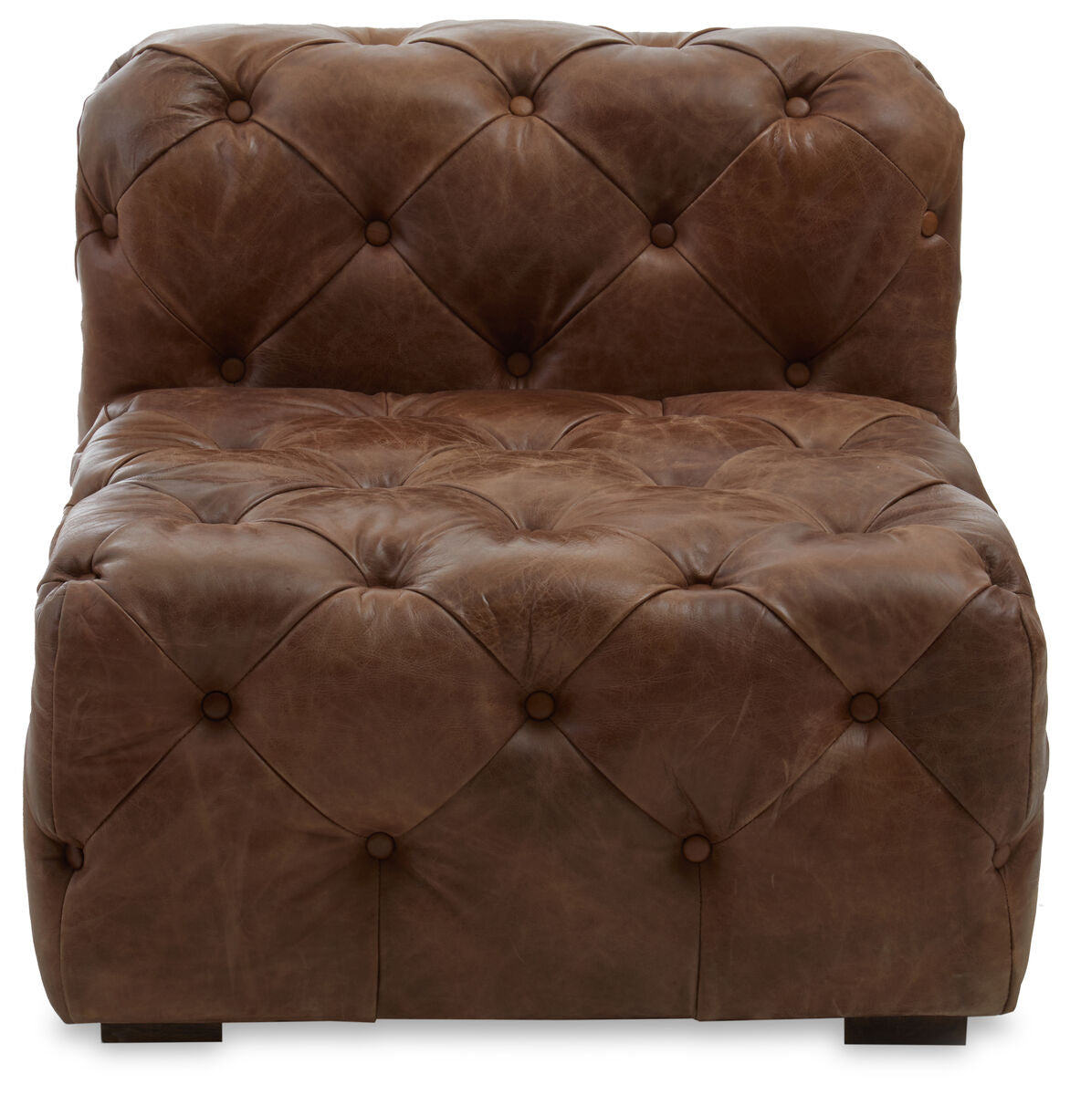 Orsina Modular Sofa in brown leather with tufted design for stylish living rooms