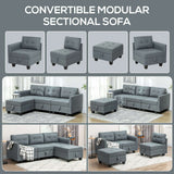 Convertible Modular Sofa from Wise Galleria in grey with adjustable sections and tufted design