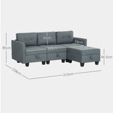Wise Galleria Modular Sofa in Grey with Dimensions 213cm x 158cm for Versatile Seating