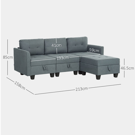 Wise Galleria Modular Sofa in Grey with Dimensions 213cm x 158cm for Versatile Seating