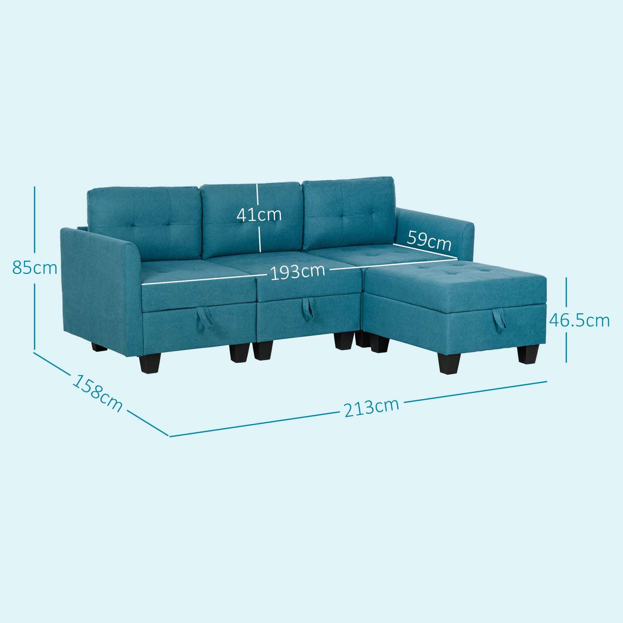 Wise Galleria Modular Sofa in blue with adjustable sections for versatile seating options