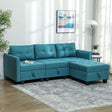 Teal Wise Galleria Modular Sofa with tufted cushions and a chaise section for modern living spaces